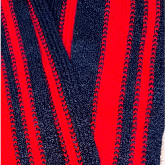 Ole Miss knit red blue fringe scarf - Picture 7 of 8